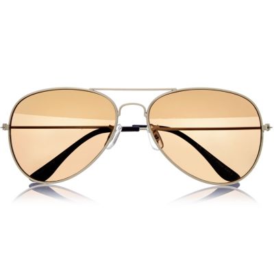 Gold tone pilot sunglasses
